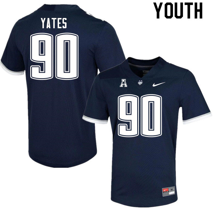 Youth #90 Pryce Yates Uconn Huskies College Football Jerseys Sale-Navy - Click Image to Close